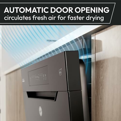 Dishwasher with automatic door opening for faster drying.