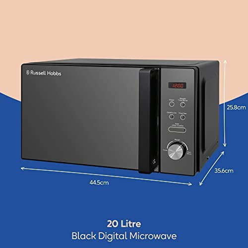 20 litre black digital microwave with dimensions