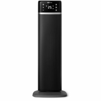 Black tower heater with digital display