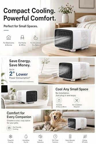 Compact cooling device for small spaces