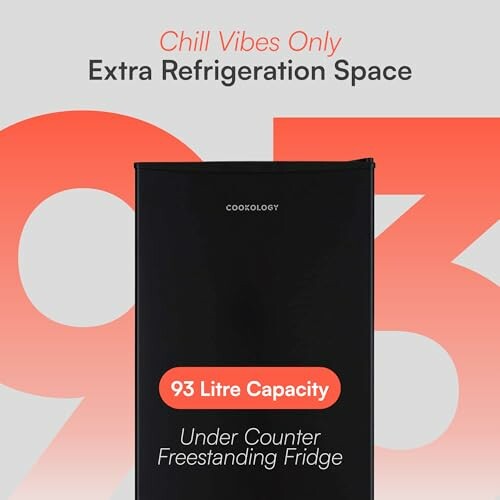 Cookology under counter fridge with 93 litre capacity.