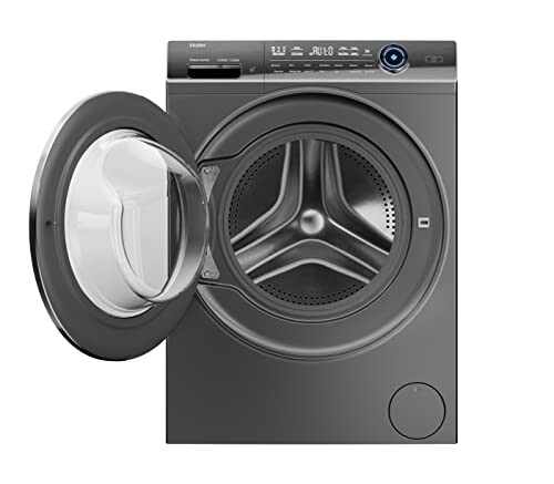 Front load washing machine with open door