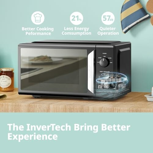 InverTech microwave with benefits: better cooking, less energy, quieter operation.