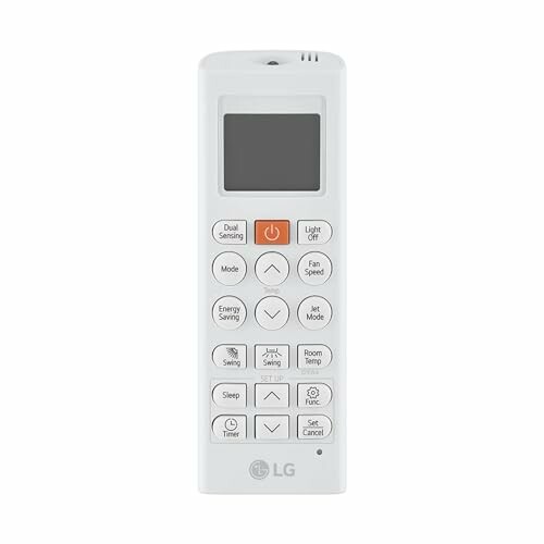 LG air conditioner remote control with display and multiple buttons.