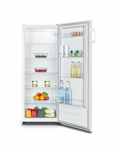 Open refrigerator with various food items and drinks.