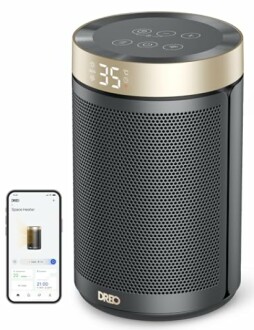 Smart space heater with digital display and phone control app.